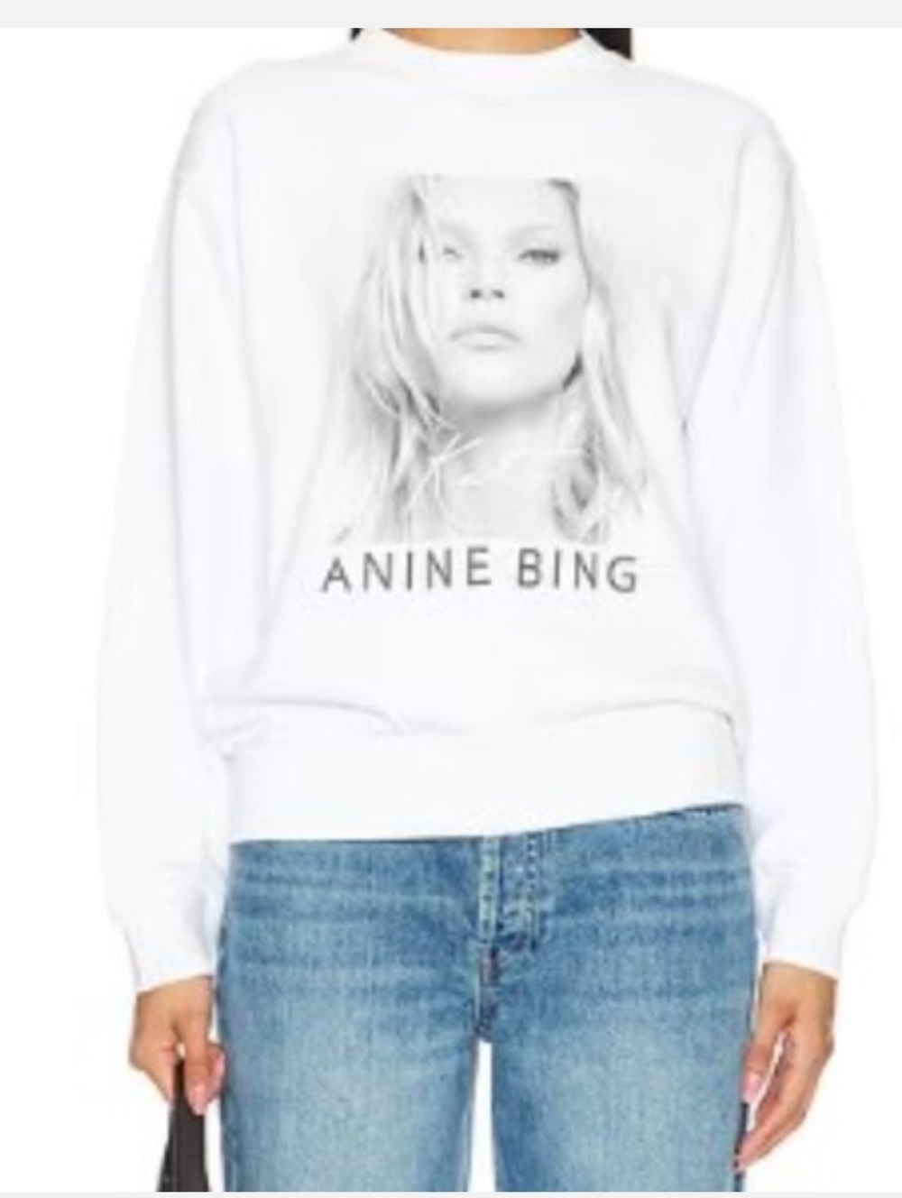 ANINE BING White Graphic Pullover Sweatshirt
